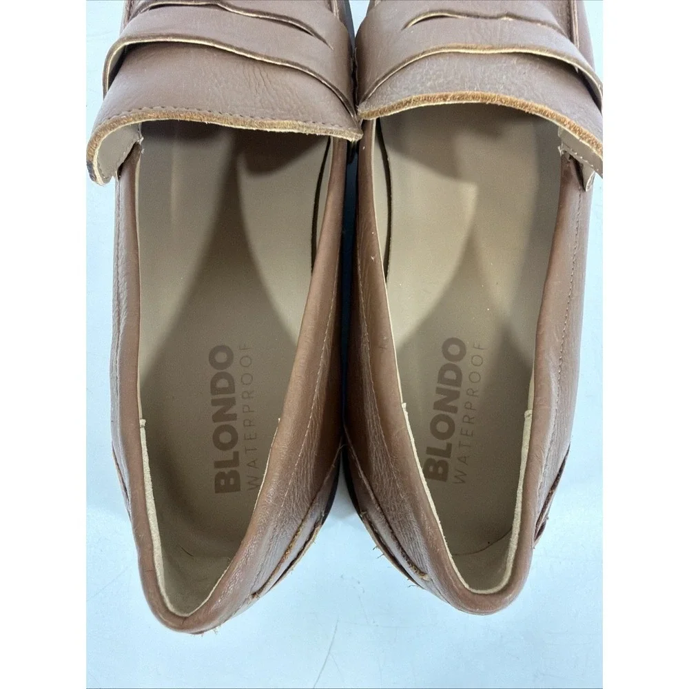 Womens‎ Blondo Waterproof Penny Loafers Brown Leather Size 10